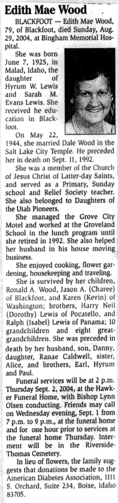 Edith Mae Wood obit