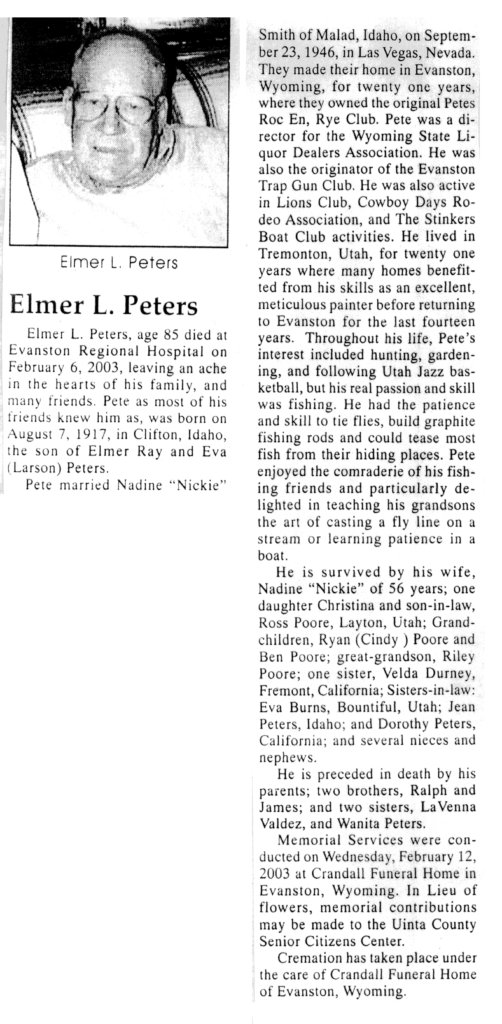 Elmer L Peters obit