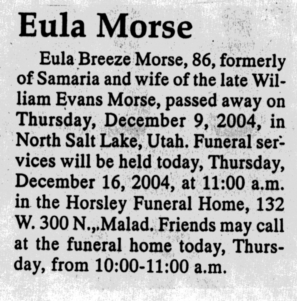 Eula Breeze Morse obit