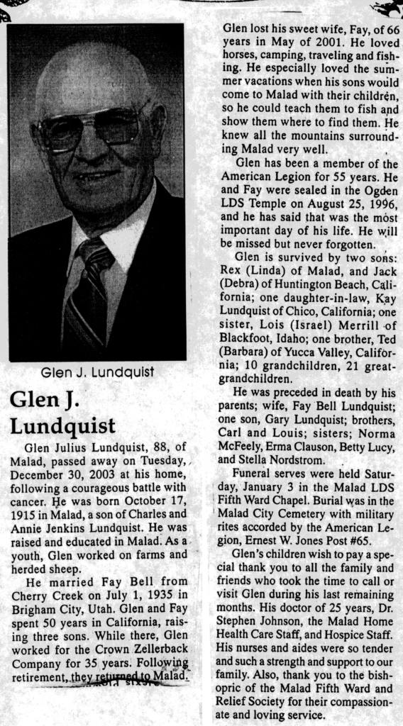 Glen Julius Lundquist obit