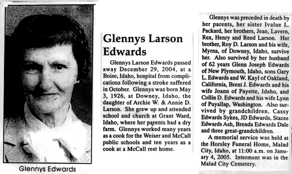 Glennys Larson Edward obit