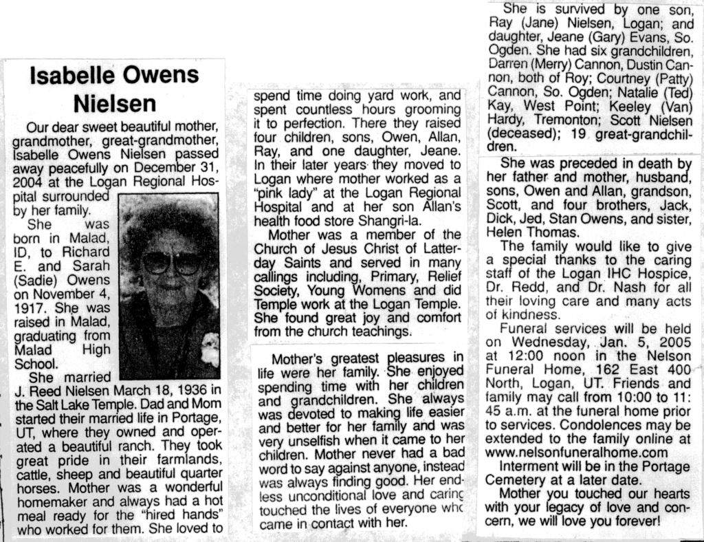 Isabelle Owens Nielsen obit