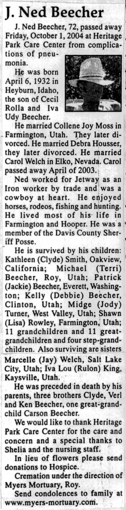 J Ned Beecher obit
