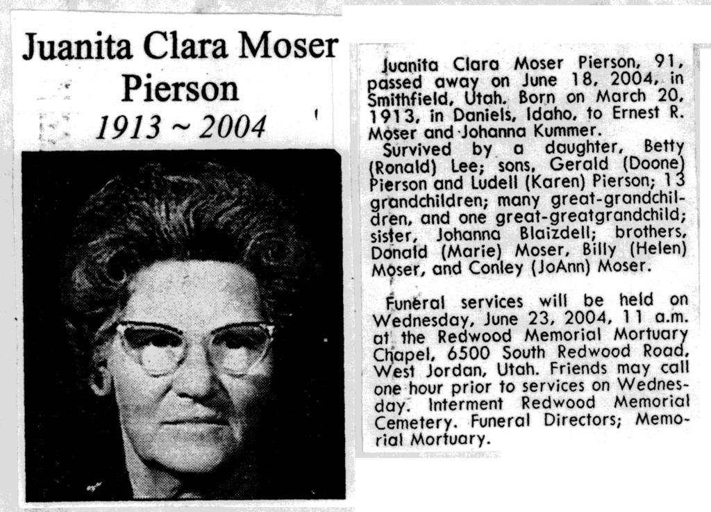 Juanita Clara Moser Pierson obit