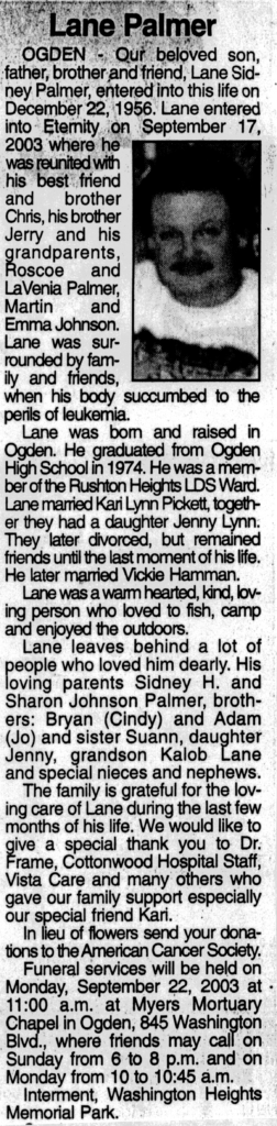 Lane Sidney Palmer obit
