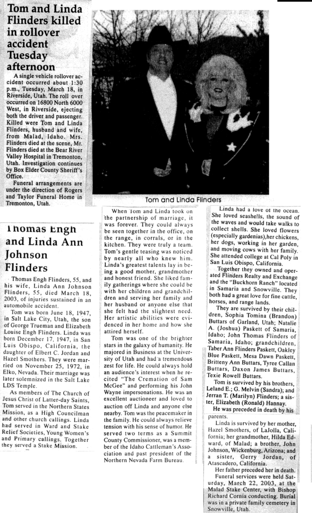 Linda Ann Johnson Flinders obit