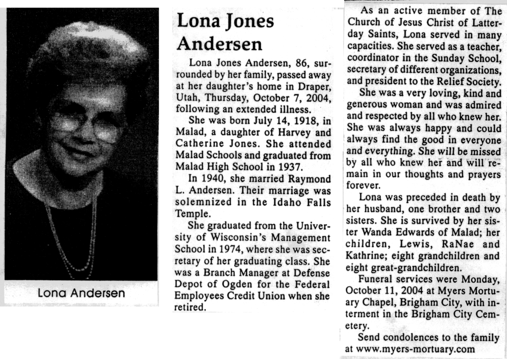 Lona Jones Andersen obit