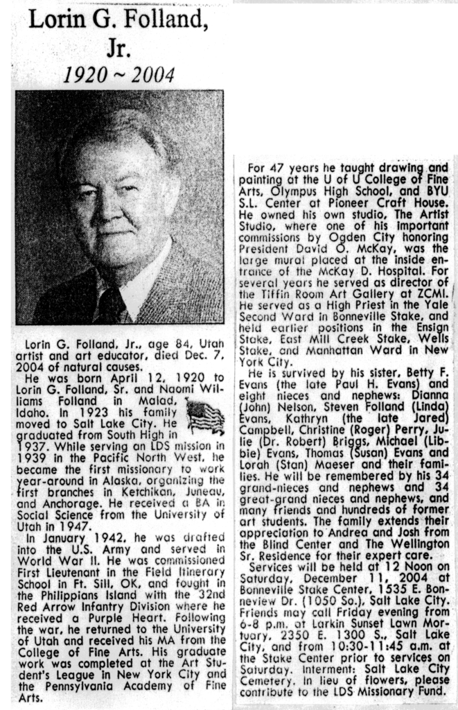 Lorin G Folland Jr obit