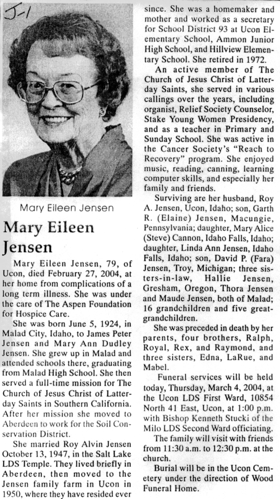 Mary Eileen Jensen obit