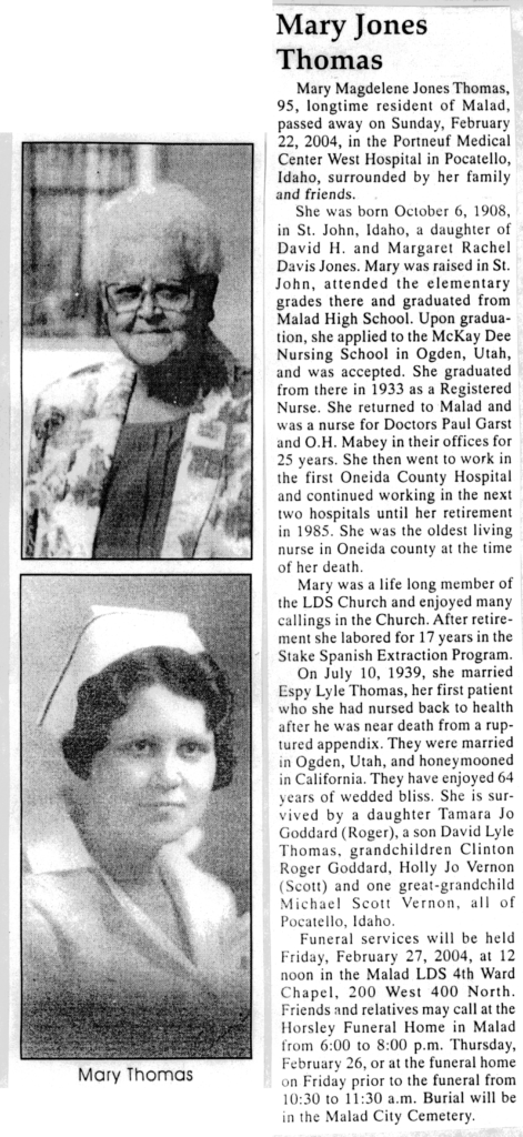 Mary Magdelene Jones Thomas obit