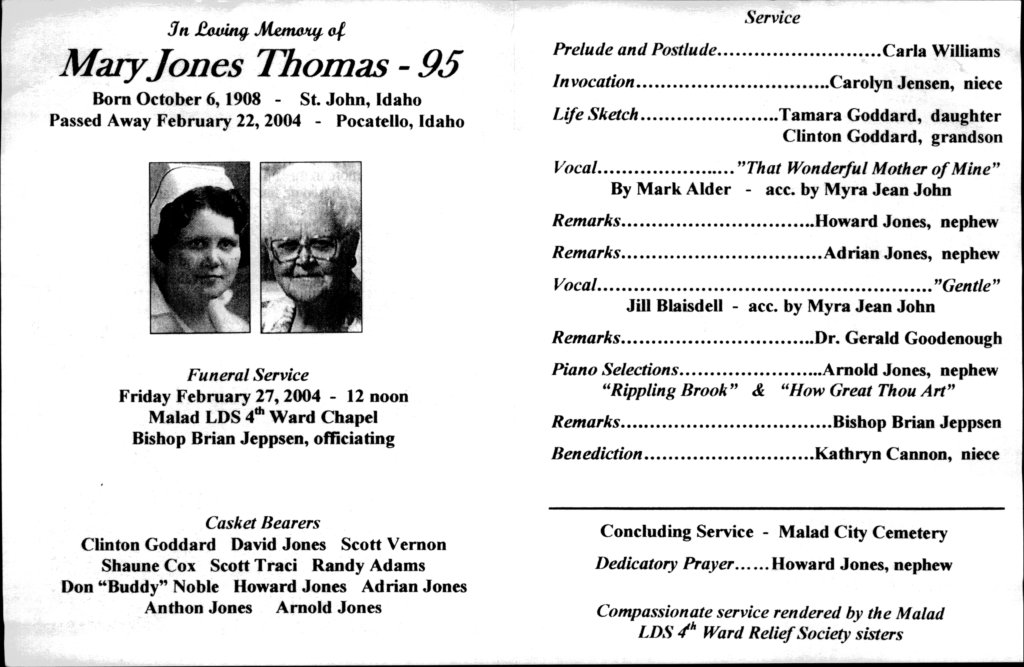 Mary Magdelene Jones Thomas program