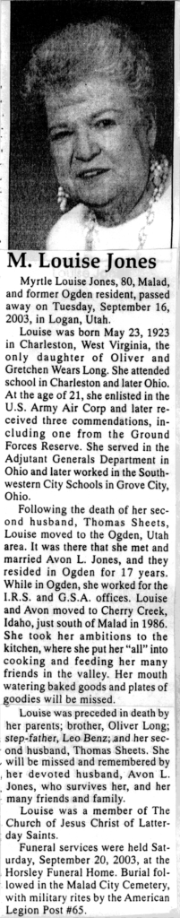 Myrtle Louise Jones obit