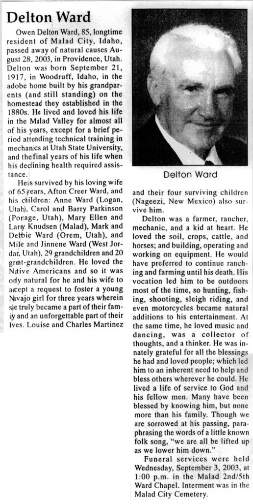 Owen Delton Ward obit