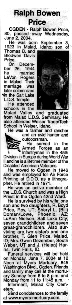 Ralph Bowen Price obit