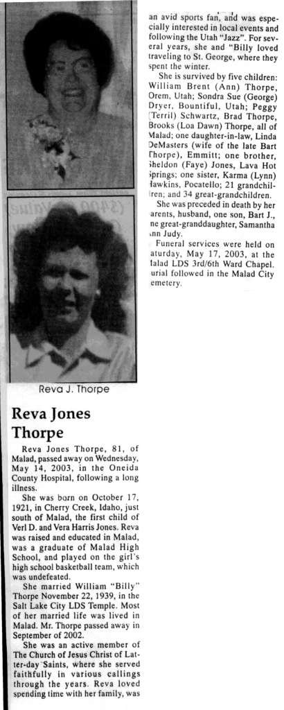 Reva Jones Thorpe obit