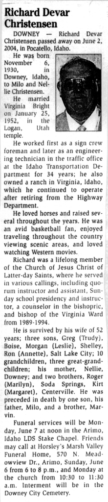 Richard Devar Christensen obit