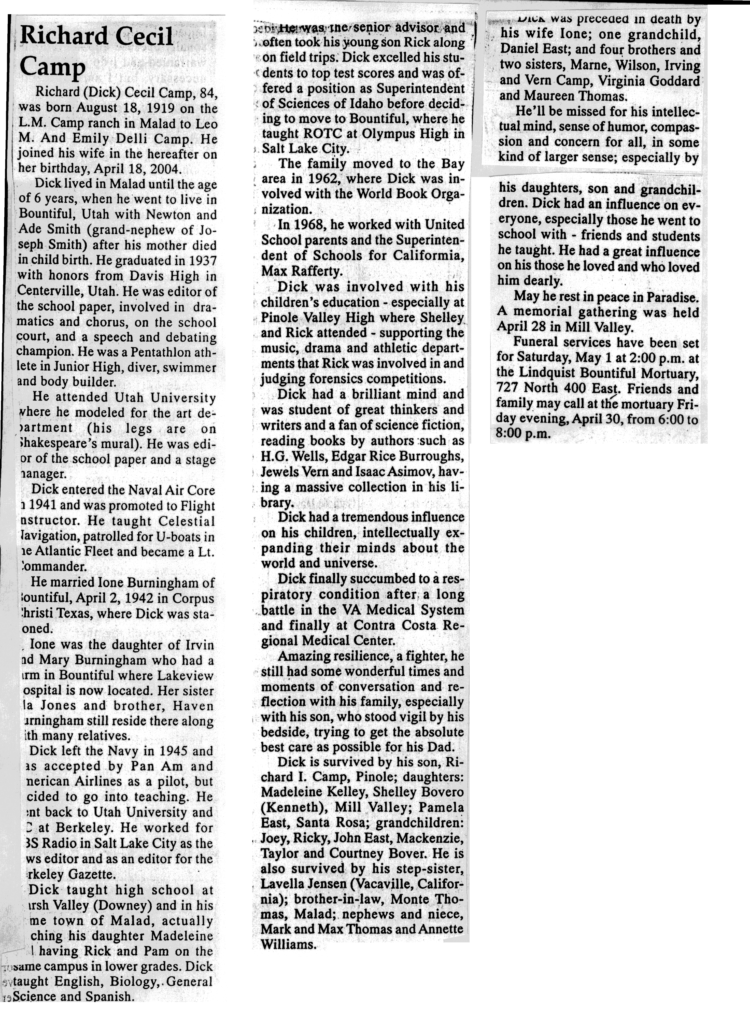 Richard (Dick) Cecil Camp obit