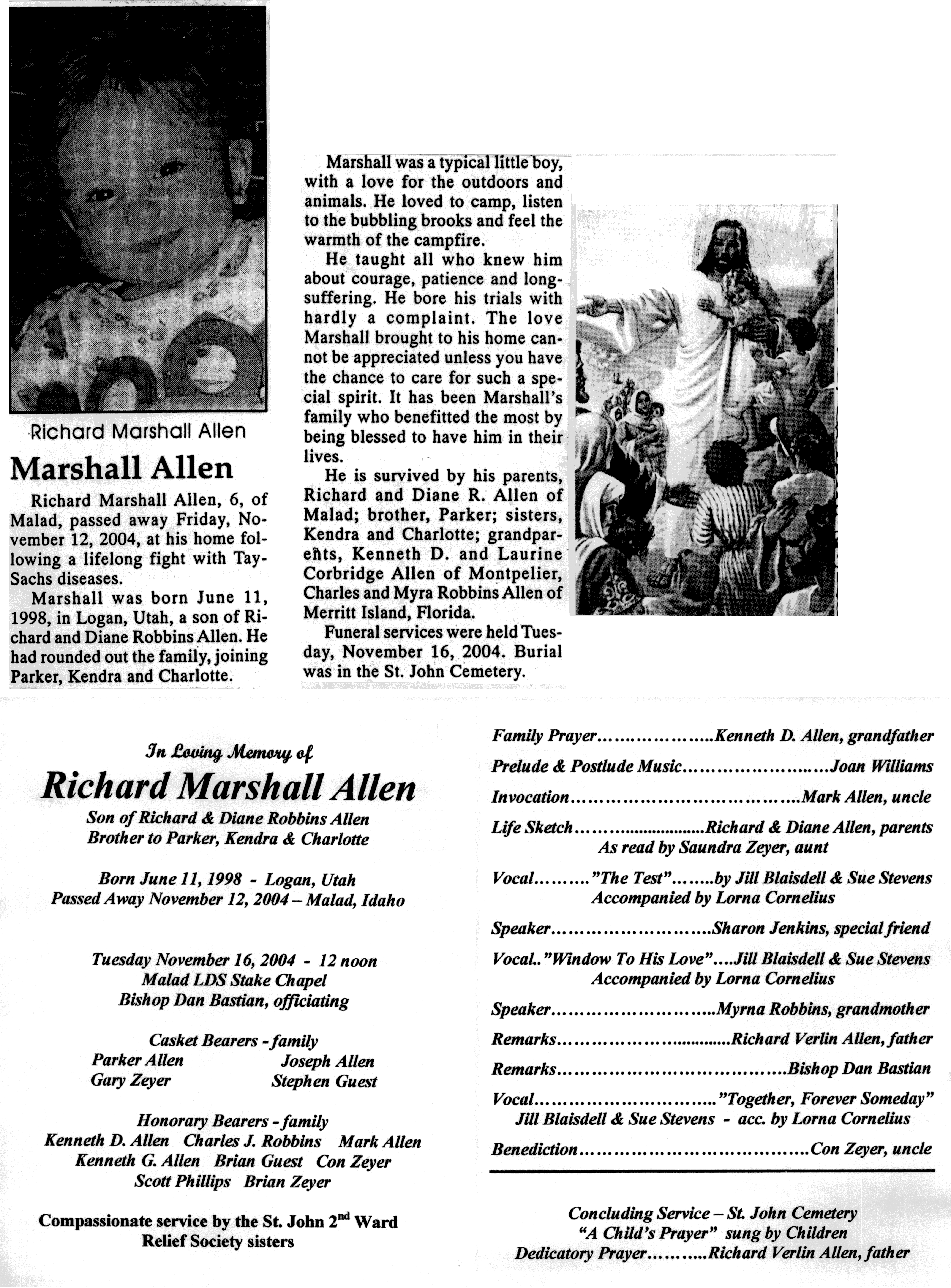Richard Marshall Allen obit and program