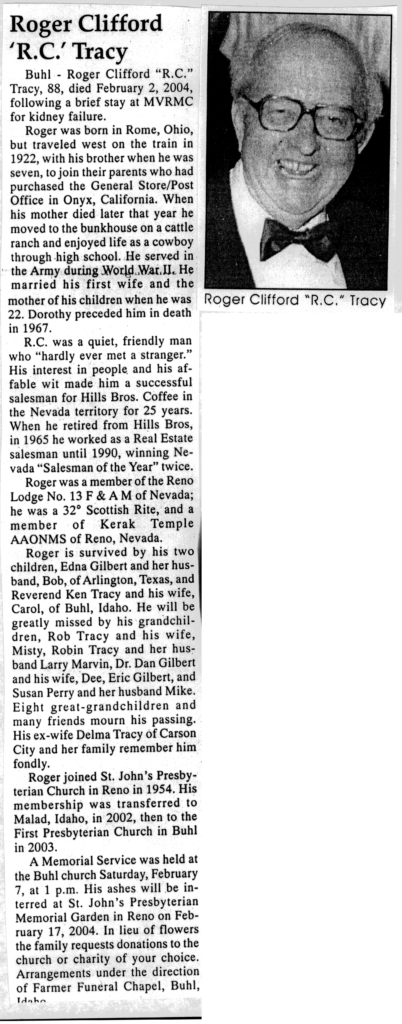 Roger Clifford (RC) Tracy obit