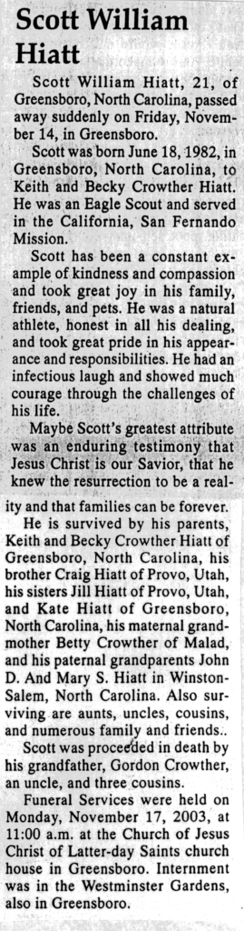 Scott William Hiatt obit