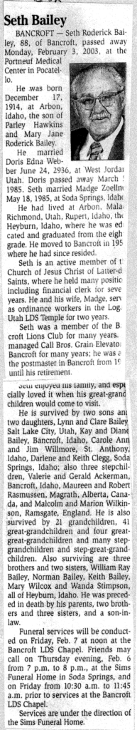 Seth Roderick Bailey obit