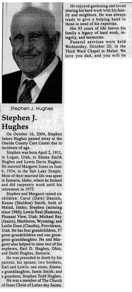 Stephen James Hughes obit