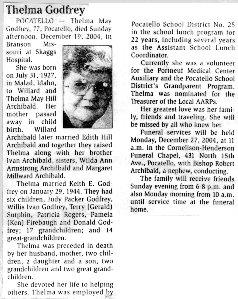 Thelma May Godfrey obit