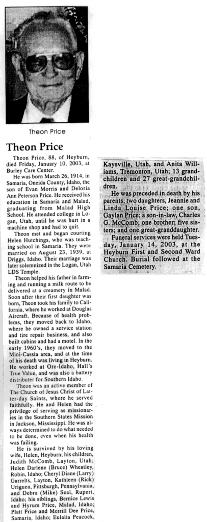 Theon Price obit