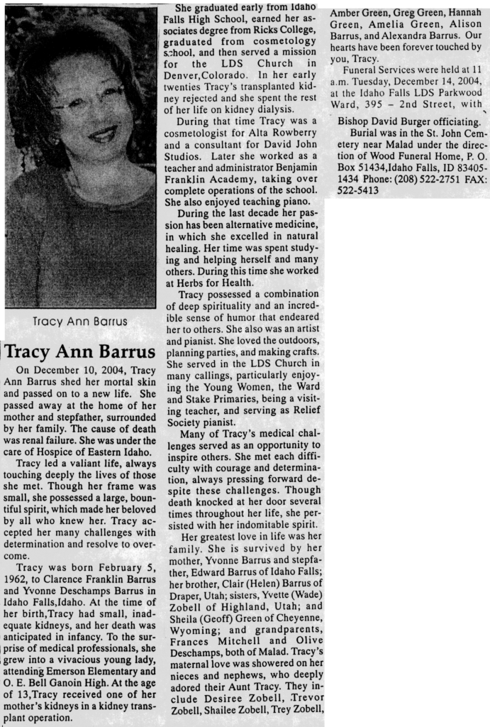 Tracy Ann Barrus obit