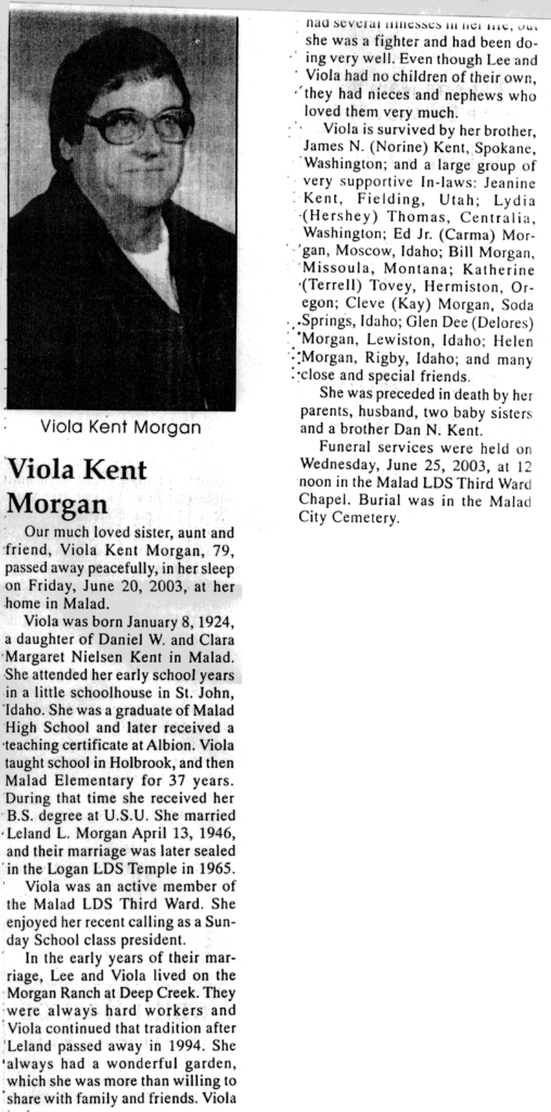 Viola Kent Morgan obit