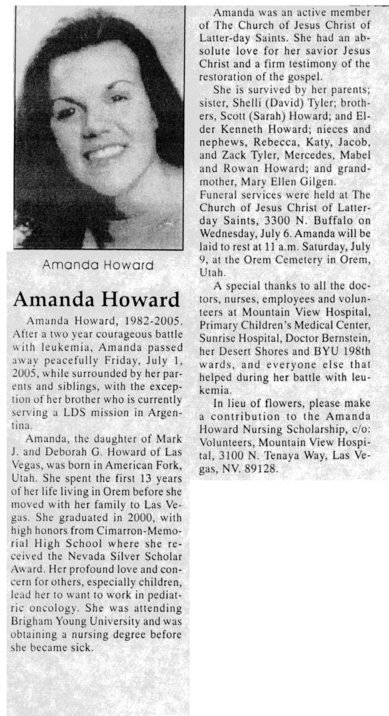 Amanda Howard obit