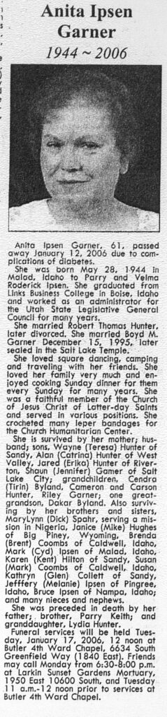 Anita Ipsen Garner obit