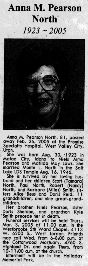 Anna M Pearson North obit