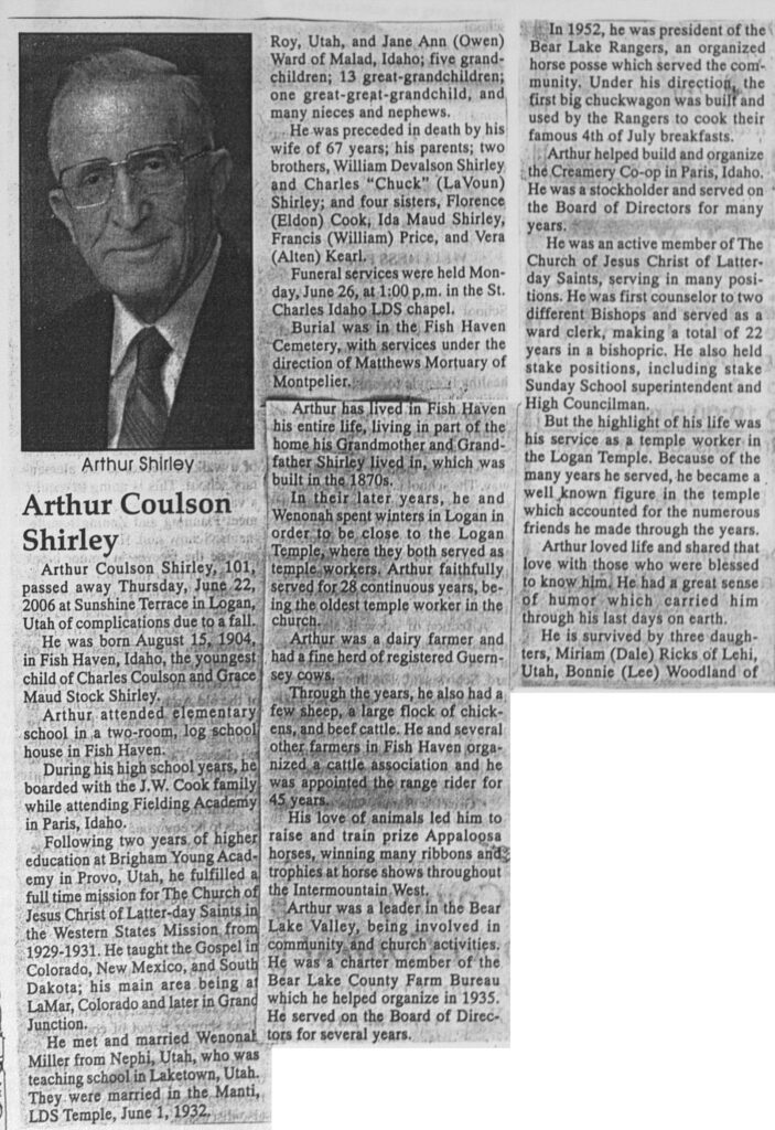 Arthur Coulson Shirley obit
