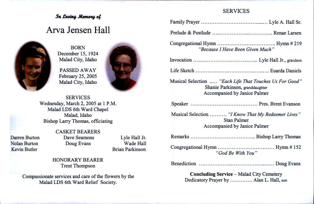 Arva Jensen Hall program