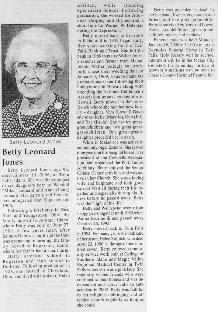 Betty Leonard Jones obit