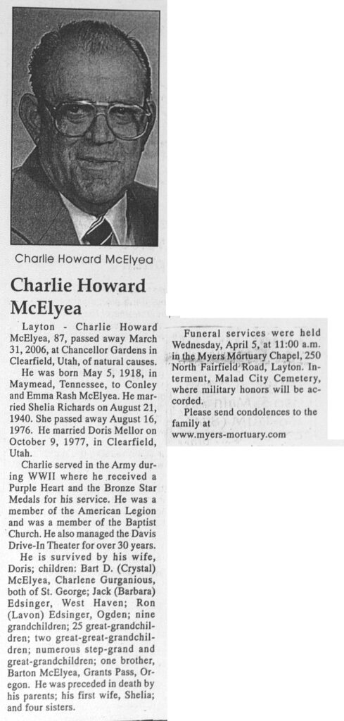 Charlie Howard McElyea obit