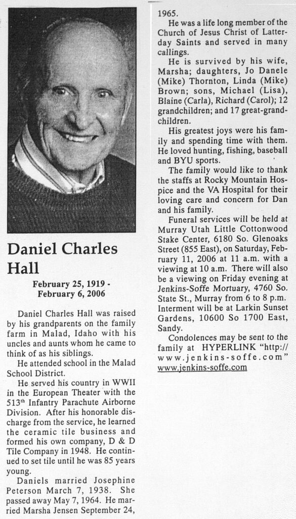 Daniel Charles Hall obit
