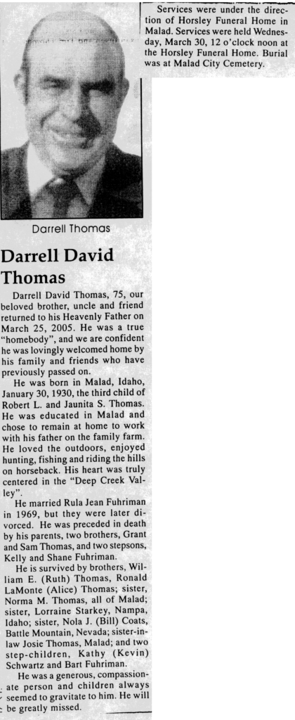 Darrell David Thomas obit