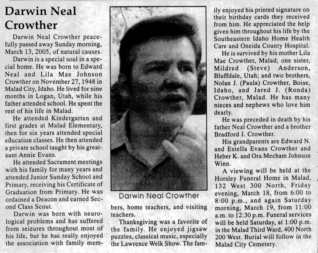 Darwin Neal Crowther obit