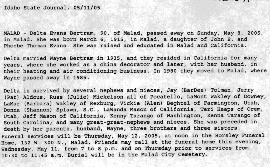ta Evans Bertram obit