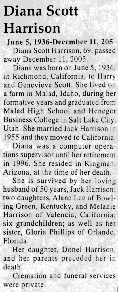 Diana Scott Harrison obit