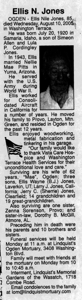 Ellis Nile Jones obit