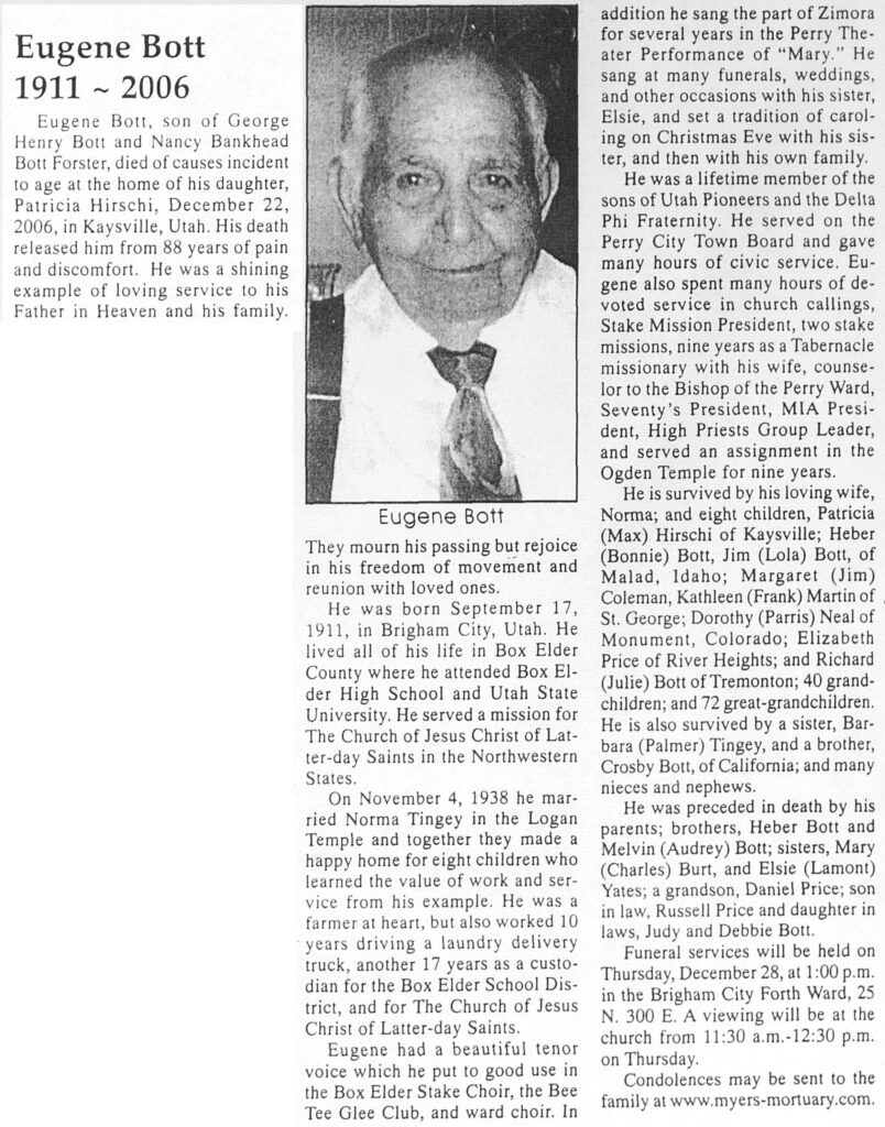 Eugene Bott obit