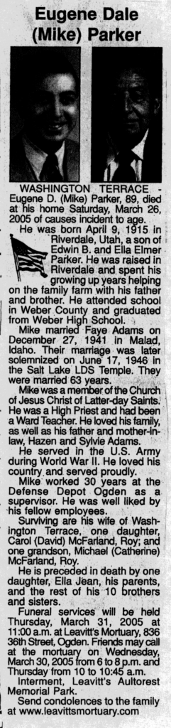 Eugene Dale (Mike) Parker obit