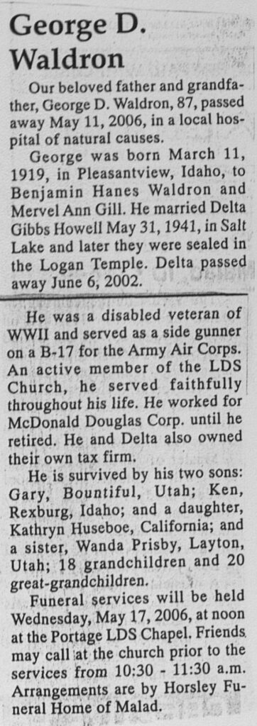George D Waldron obit