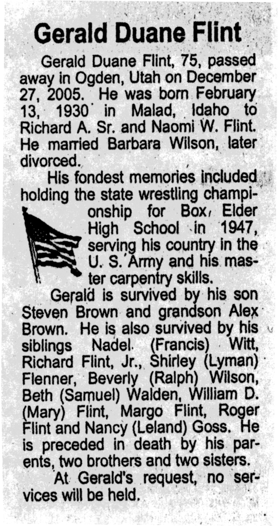 Gerald Duane Flint obit