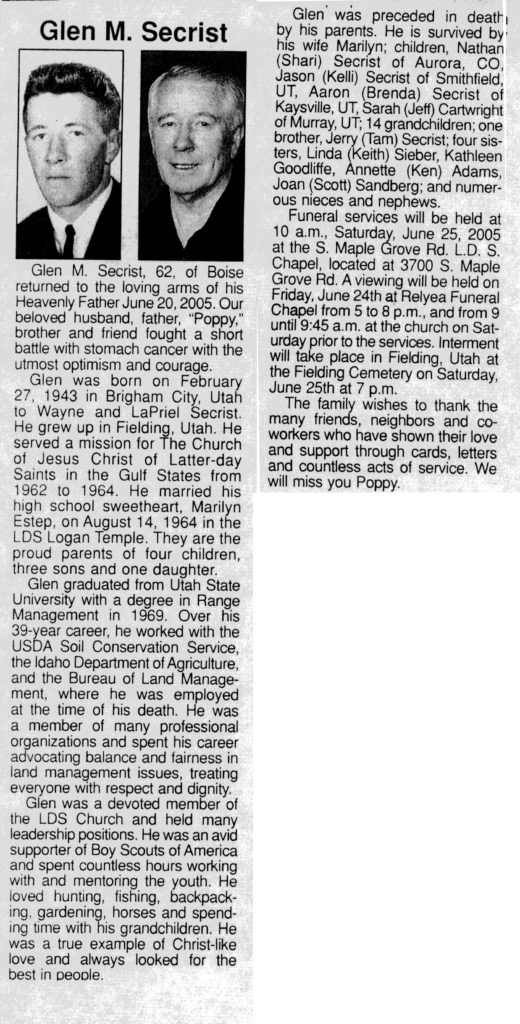 Glen M Secrist obit