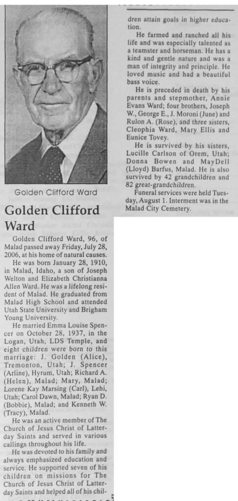 Golden Clifford Ward obit