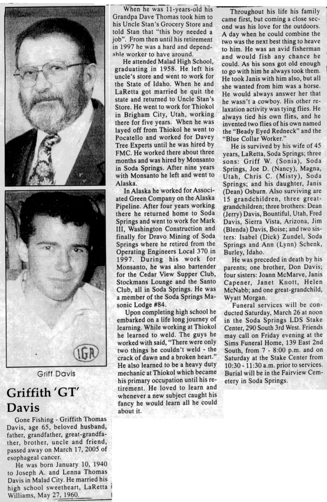 Griffith (GT) Thomas Davis obit